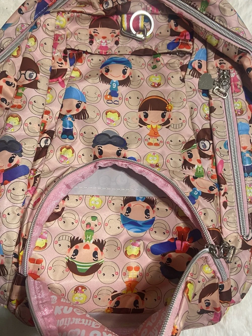 Vintage Harajuku Lovers Pink Backpack Y2K Gwen Stefani Charecter Print Bag